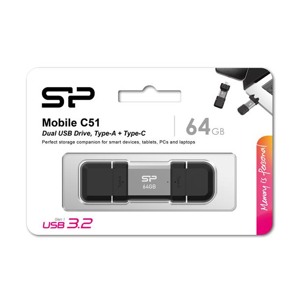 Pendrive Silicon Power Mobile - C51 3.2, 64GB - czarny