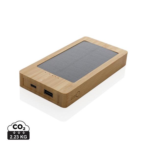 Bambusowy power bank 10000 mAh, ładowarka słoneczna - P322.399